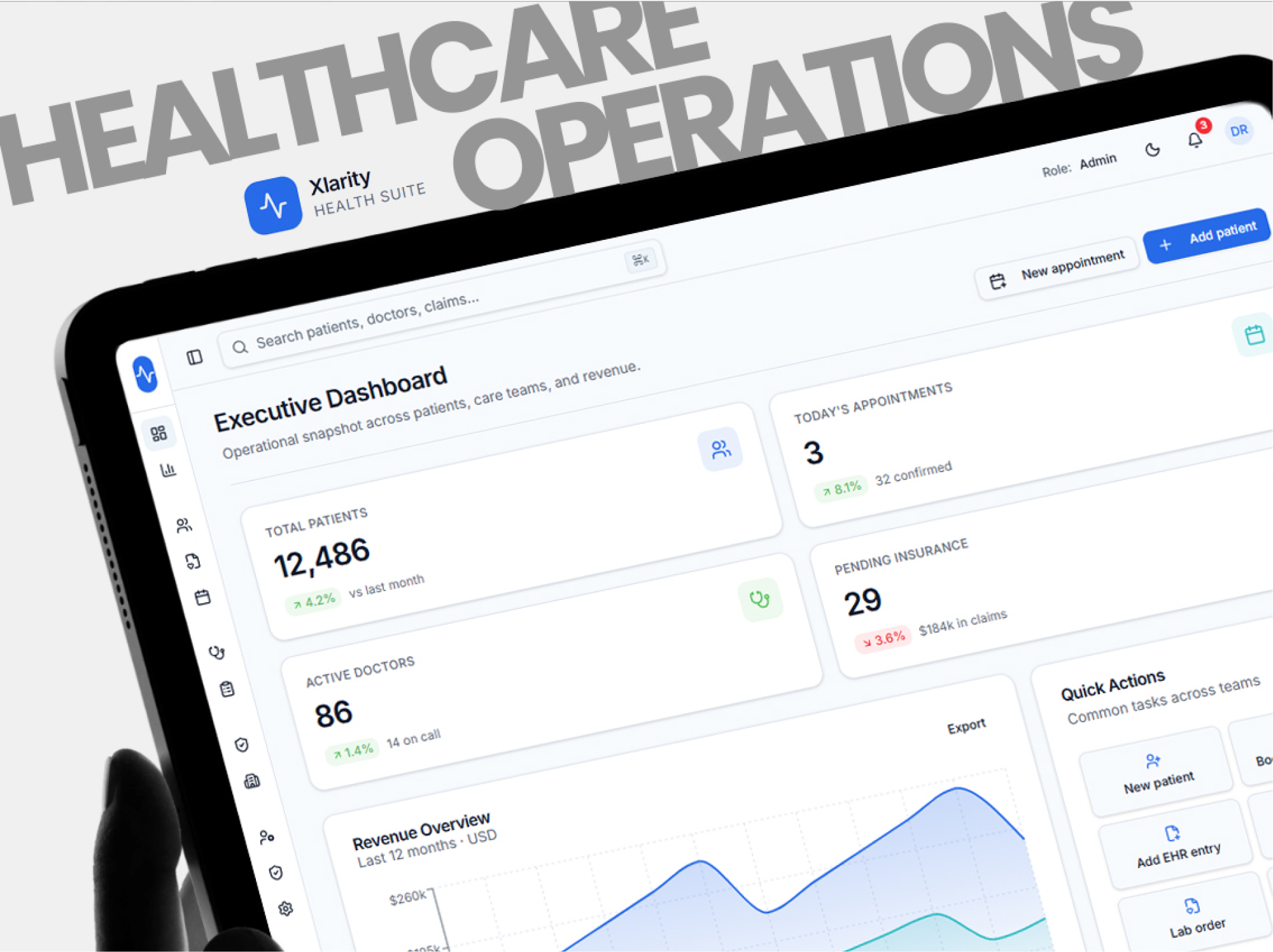 Healthcare SaaS connecting EHR, appointments, follow-up workflows, and portals.